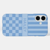 Blaue karierte gestreifte Personalisierung Case-Mate iPhone Hülle (Rückseite (Horizontal))
