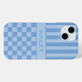 Blaue karierte gestreifte Personalisierung Case-Mate iPhone Hülle (Rückseite (Horizontal))