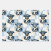 Blaue karierte Highland-Kuh Niedlich Geschenkpapier Set (Vorderseite 3)