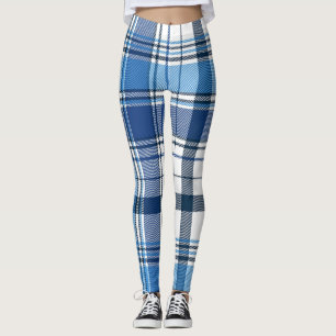 Blaue karierte klassische schottische Plaid-Muster Leggings