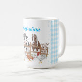 Blaue Karierte Muster Landtiere Kaffeezucht Tasse (VorderseiteRechts)