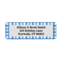 Blaue Karierte Rücksendeadressen-Aufkleber