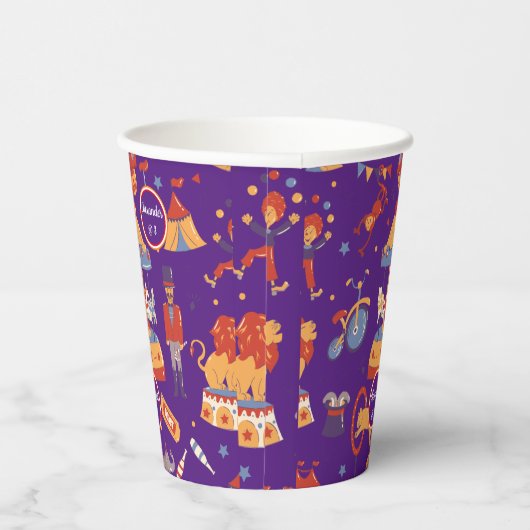 Blaue Karnevalskinder’ Birthday Circus Pattern Clo Pappbecher (Rechts)