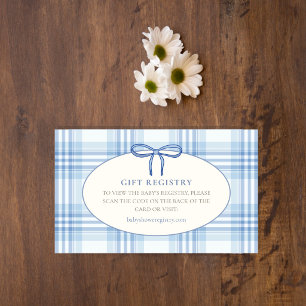 Blaue Karo-Babyjungen-Geschenkliste Küken Begleitkarte