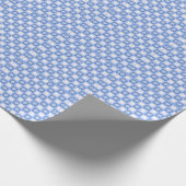 Blaue Karo-Daisy Retro  Geschenkpapier (Ecke)