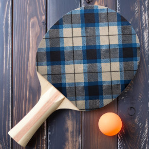 Blaue Karo-Druckmuster Tischtennis Schläger