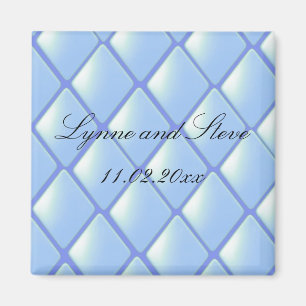 Blaue Karo-Einladung zur Hochzeit Magnet