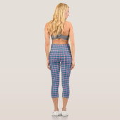 Blaue Karo-Hose mit hoher Taille Capri Leggings (Rückseite)