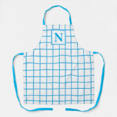 Blaue Karo-Monogramm Schürze (Vorderseite)