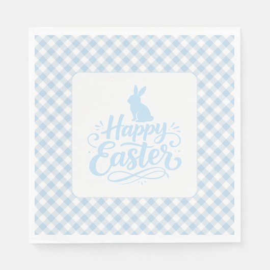 Blaue Karo-Ostern Serviette (Vorderseite)