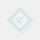 Blaue Karo-Ostern Serviette (Ecke)