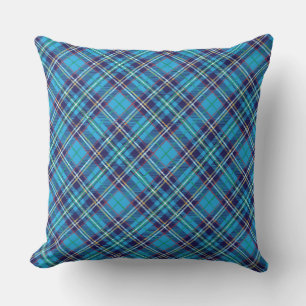 Blaue Karo-Tartan Kissen