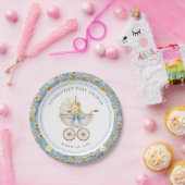 Blaue Karosse Blumen Baby Shower Teller (Party)
