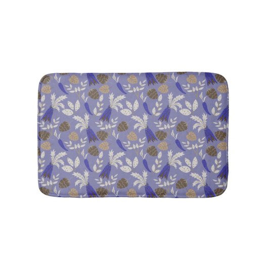 Blaue Karotten und Nüsse Muster Badematte (Vorderseite)