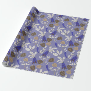Blaue Karotten und Nüsse Muster Geschenkpapier