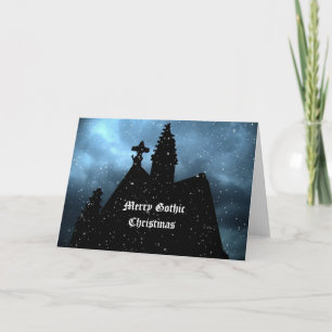 Blaue Karte der frohen gotischen Weihnachten für