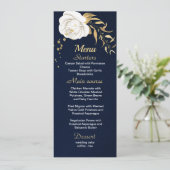 Blaue Karte mit weißer Goldblume (Stehend Vorderseite)