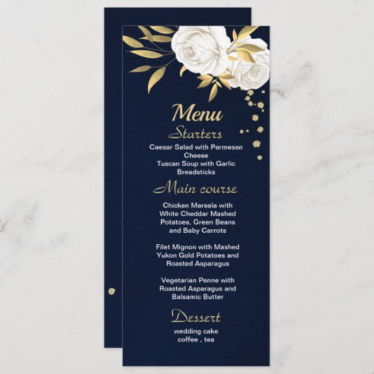 Blaue Karte mit weißer Goldblume (Vorne/Hinten)