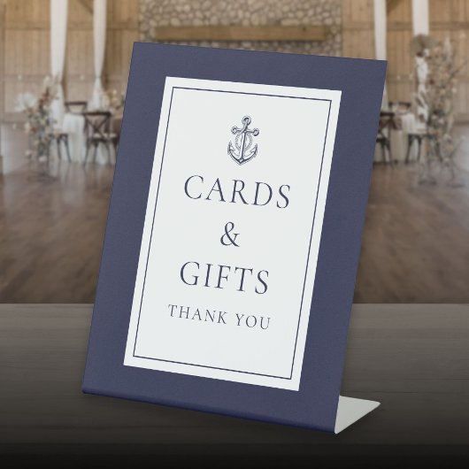 Blaue Karten und Geschenke der Marine Sockelschild