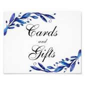 Blaue Karten und Geschenke Hochzeitszeichen. Botan Fotodruck (Vorne)