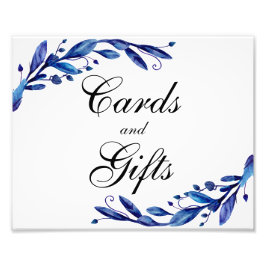 Blaue Karten und Geschenke Hochzeitszeichen. Botan Fotodruck