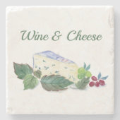 Blaue Käsesorte mit Traubenwein und Käse Steinuntersetzer (Vorderseite)