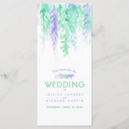 Blaue Kaskadenpackung mit grüner Weinkunst Menükarte