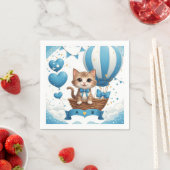 Blaue Kätzchen-Baby-Shower-Wünsche 🐱 Serviette (Beispiel)