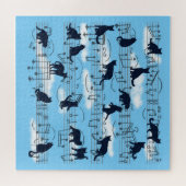 blaue Kätzchen und Musiknoten Puzzle (Horizontal)