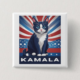 Blaue Katze für Kamala 2024 US-Wahldemokrat Button