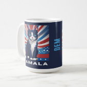 Blaue Katze für Kamala 2024 US-Wahldemokrat Kaffeetasse (Vorderseite Links)