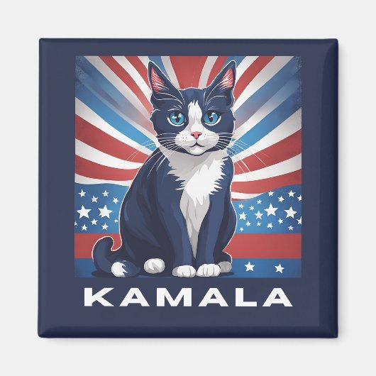 Blaue Katze für Kamala 2024 US-Wahldemokrat Magnet (Vorne)