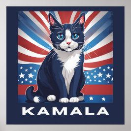 Blaue Katze für Kamala 2024 US-Wahldemokrat Poster
