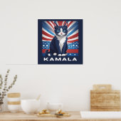 Blaue Katze für Kamala 2024 US-Wahldemokrat Poster (Küche)