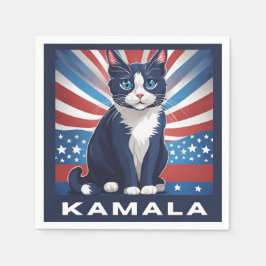Blaue Katze für Kamala 2024 US-Wahldemokrat Serviette