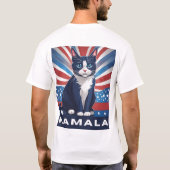 Blaue Katze für Kamala 2024 US-Wahldemokrat T-Shirt (Rückseite)