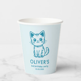 Blaue Katze Geburtstagsparty mit Farbkätzchen Pappbecher