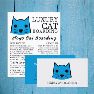 Blaue Katze, Katze Boarding, Futter Visitenkarte