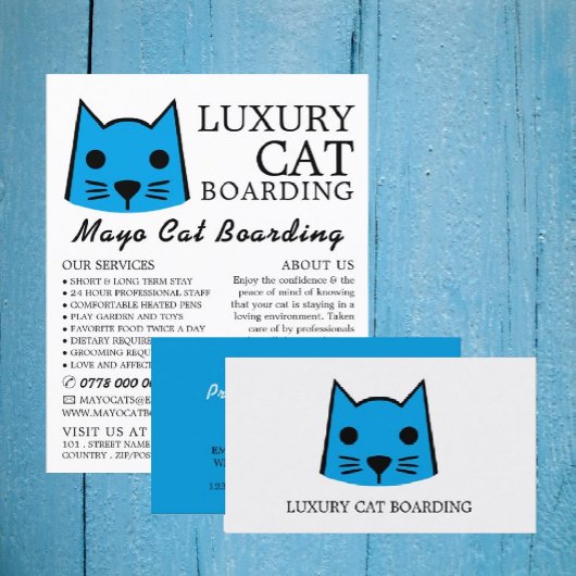 Blaue Katze, Katze Boarding, Futter Visitenkarte