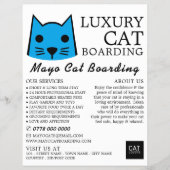 Blaue Katze, Katze Boarding, Werbung Flyer (Vorne)