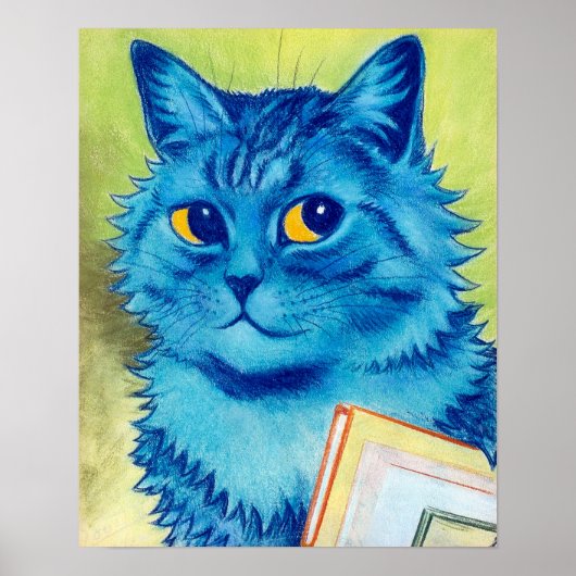 Blaue Katze, Louis Wain Poster (Vorne)