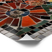 Blaue Katze mit Blume geflecktem Mosaik Poster (Ecke)