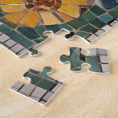 Blaue Katze mit Blume geflecktem Mosaik Puzzle (Seite)