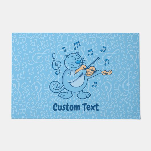 Blaue Katze mit Geige Doormat Fußmatte (Vorderseite)