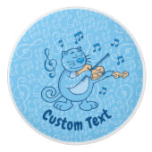 Blaue Katze mit Geige-Keramik-Knochen Keramikknauf (Vorderseite)