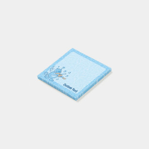 Blaue Katze mit Geigennotizen Post-it Klebezettel