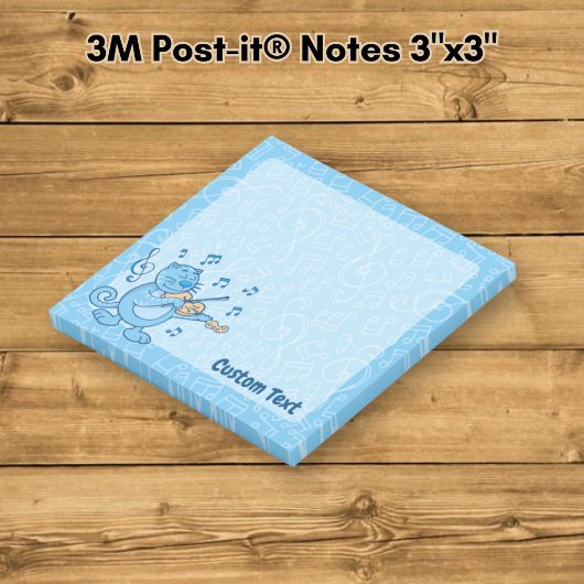 Blaue Katze mit Geigennotizen Post-it Klebezettel