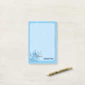 Blaue Katze mit Geigennotizen Post-it Klebezettel (Auf Schreibtisch)