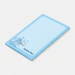 Blaue Katze mit Geigennotizen Post-it Klebezettel