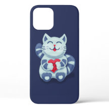 Blaue Katze mit Herz Niedlich lächelnd Kätzchen